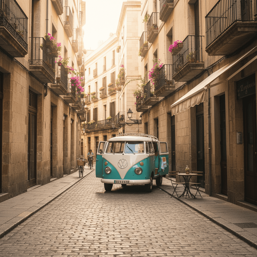 Estilo de vida minimalista con Kombi en Barcelona